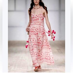 Christophe Sauvat Flowy Batik Tasseled Maxi Dress